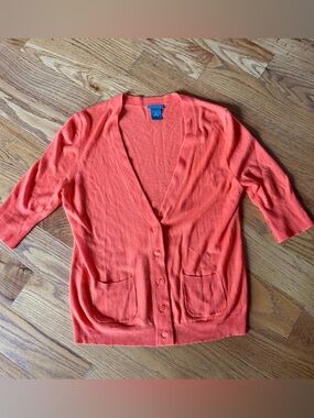 Ann Taylor 3/4 Sleeve V-Neck Button Cardigan Sweater